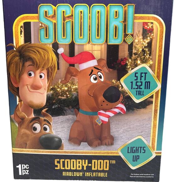 Gemmy Scooby-Doo 5' ft Airblown Inflatable Light Up Christmas Santa Hat NEW - Picture 1 of 3
